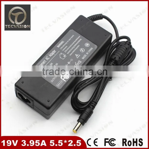 Top Quality 19V 3.95A 5.5*2.5mm 75W Universal Replacement LED Laptop AC Adapter Power Supply Charger Cord for Toshiba