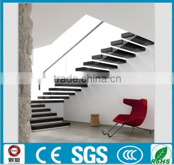 Frameless Glass Solid Wooden Floating Stairs Manufacture--YUDI photo-5