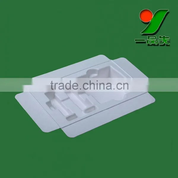 China Manufacturer Biodegradable Sugarcane Bagasse Pulp Molded Tray , Natural Color Smooth Surface Packaging photo-4