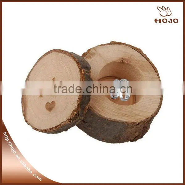 2016 New Design LOVE Log Wood Box for Wedding Finger Ring