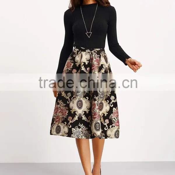 2016 Fall and Winter Vintage Floral Latest Long Skirt Design photo-2