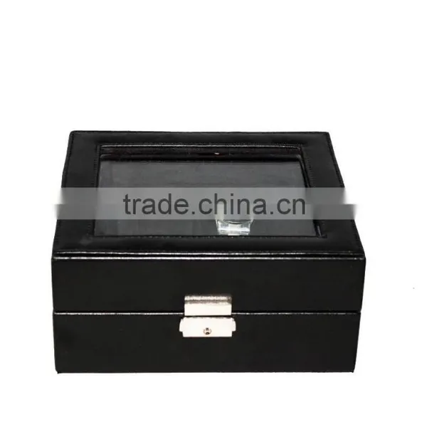 Exquisite Custom Makeing Black Pu Leather Watch Storage Box photo-3