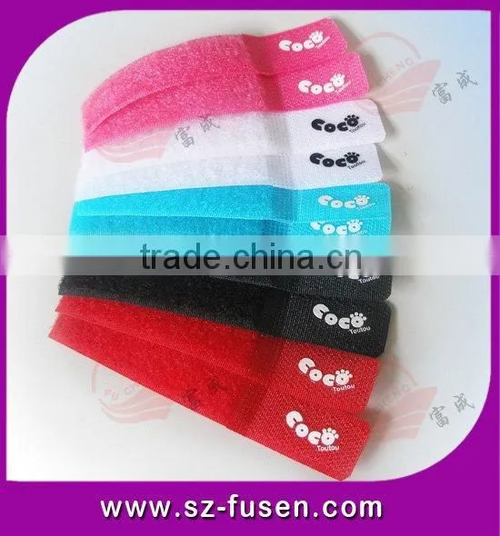 Hot Sale Magic Tape Cable Tie Colorful Hook and Loop Battery Ties With Logo Print photo-2