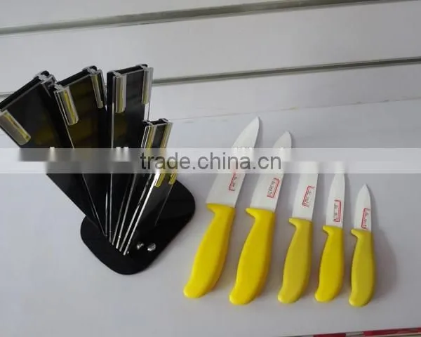 5pcs Ceramic Kithcen Knife Set, Ceramic Blade With ABS Soft Touch Handle in Acrylic Stand photo-2