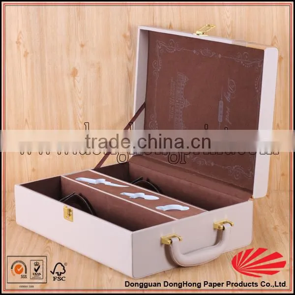 Leather Velvet Inlay Luxury Wine Boxes Wooden