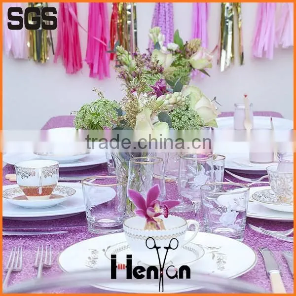 Wholesale Custom White Table Clothes Wedding Sequin photo-3