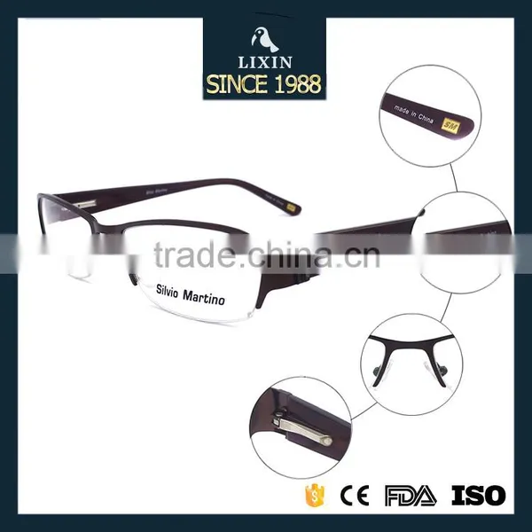 Luxury Brand New Design Metal Half-Rim Glasses Frame Rhinestone Women Black/Gray/Brown/Silver Frame Wide Temple SM4025 photo-4