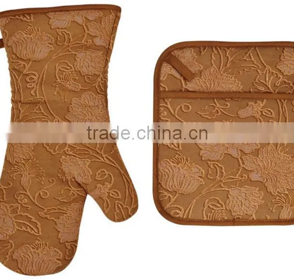 2015 NEW DESIGN AND STAIN-RESISTANT COTTON (OVEN MITT& POT HOLDER) KITCHEN SET