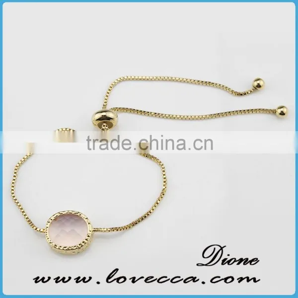 Cheap Wholesale 18K Gold Plated Brass Jewelry Fashion Adjustable Beads Womens Glass Stone photo-3