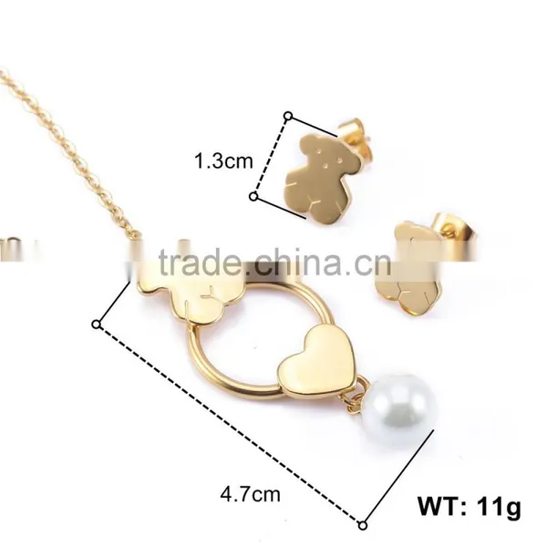 Chile Hot Selling High Quality Factory Price 18k Gold Plated Bear Design Charming Jewelry Set photo-2