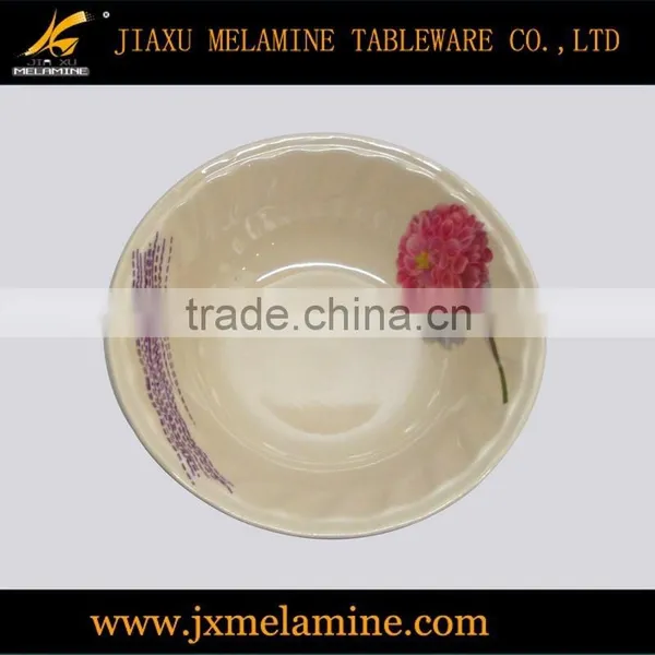 Tea Color Round Melamine Tableware With Wavy Rim photo-3