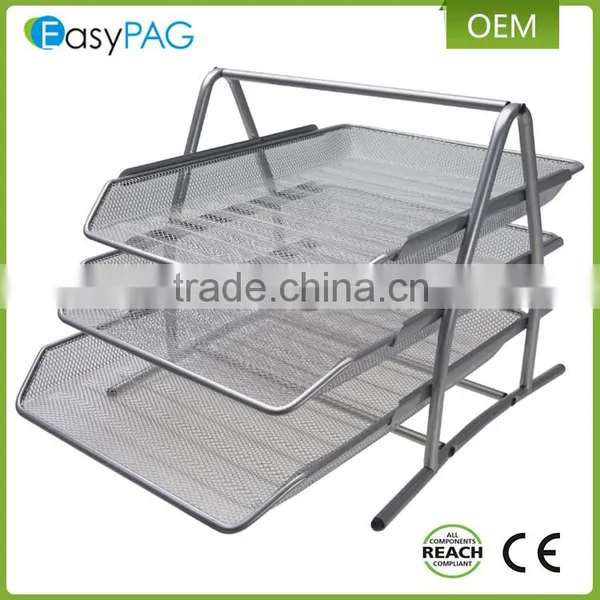 EasyPAG 4 in 1 Mesh Desk Organizer , 1 Document Letter Tray 1 Pencil Holder 1 Stick Note Holder 1 File Stacking Sorter , Sliver photo-3