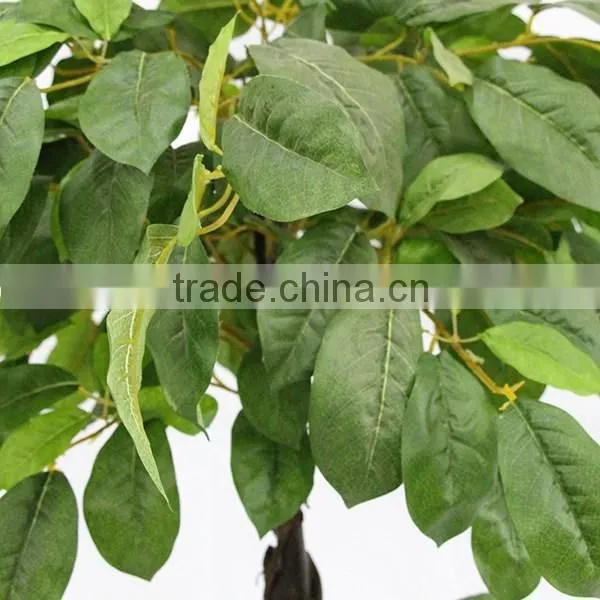 Indoor Artificial Big Leaves Plant Trees Wooden Trunk for Decoration photo-3