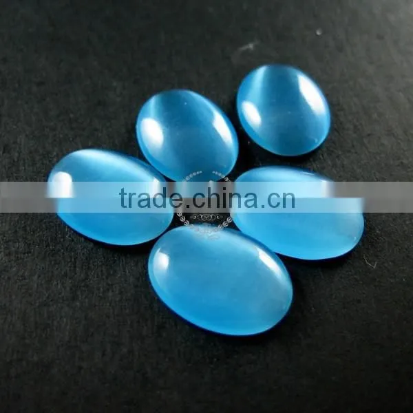 10x14mm Oval Blue Synthetic Cat Eye Cabochon DIY Supplies for Earrings,rings,pendant Charm Findings 4120065 photo-2