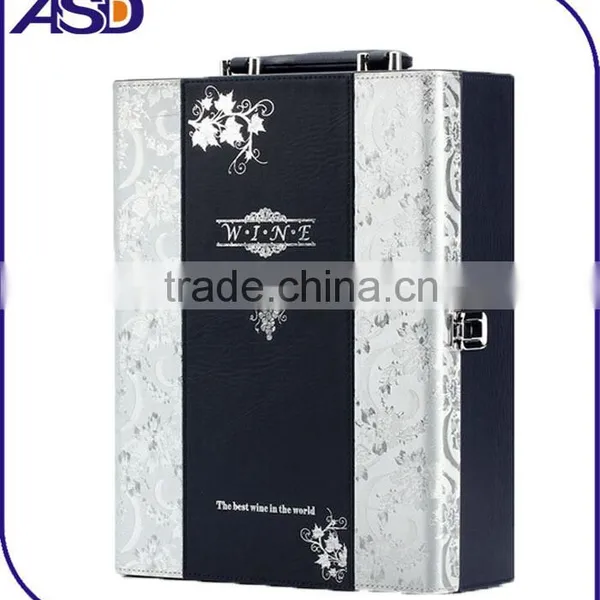 High Quality Cheap PU Leather Screen Print Wine Suitcase Packaging Boxes photo-2