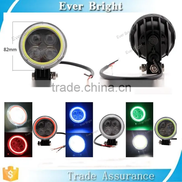 China White 4 LED 12V Motorcycle Projector Lights With Cob Angel Eye Rings photo-2