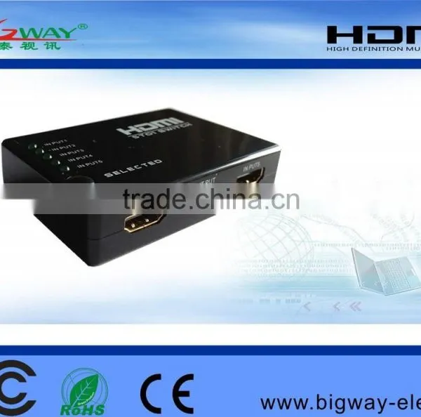 5-port HDMI Switch 5x1 5 In 1 Out Auto Switch Support HDCP, 3D, 1080P, HD Audio With IR Remote photo-2