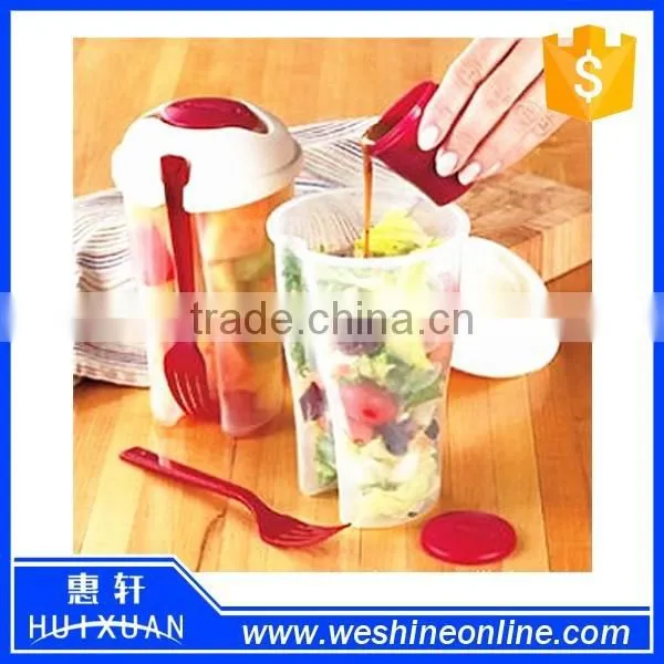 Wholesale Plastic Portable Salad Shaker Cups With Forks