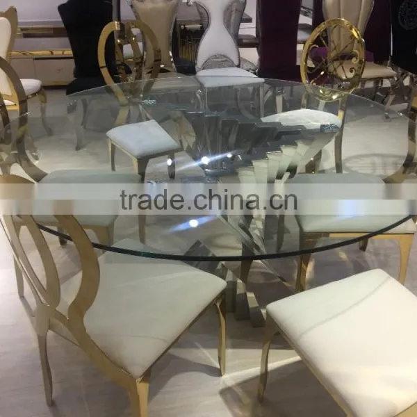 Modern Round Dining Table Stainless Steel Base photo-2
