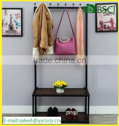 Clothes Hanging Cloth Garment Rack Stand Vintage Stand Closet Shelf Storage Garment Bedroom Clothing Rack With Shoe Storage photo-3