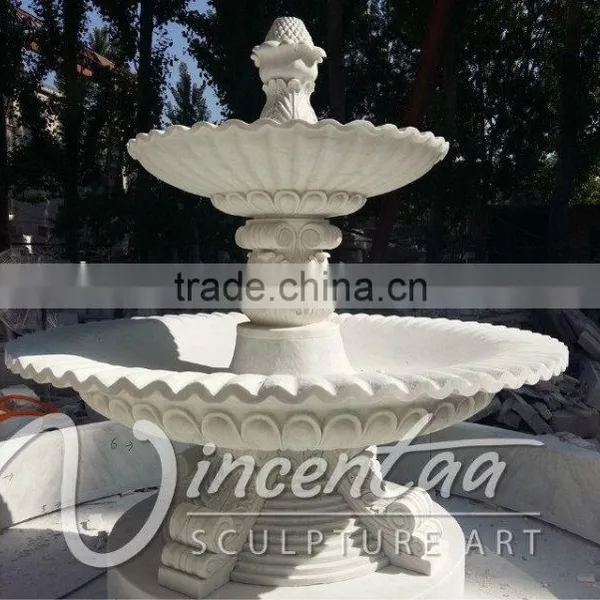 Antique Style Garden Decor Large Size White Marble 3 Tiers Water Fountain for Hot Sale photo-3