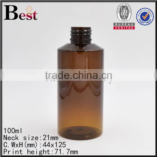2017 Hot New Products Cosmetic Oblique Shoulder Beard Oil Lotion Pump Amber PET 100ml Plastic Bottle for Oil photo-4