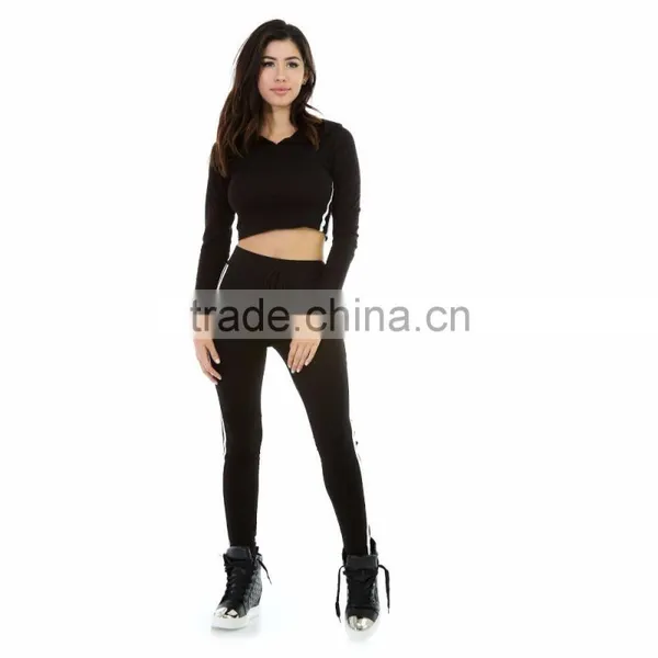 Women Cheap Tracksuit Suit Sets Custom Tracksuit Summer Top Sexy 2 Piece Set Latest Design Short Top Hooded Full Length Sets photo-3