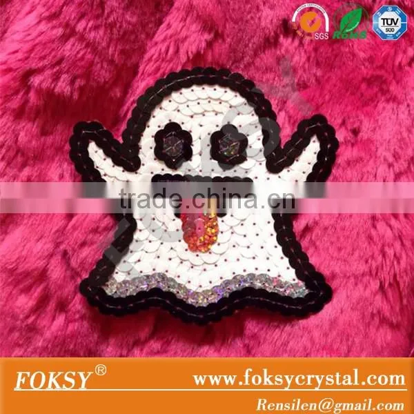 Ghost Sequin Embroidered Patch Design in Bulk
