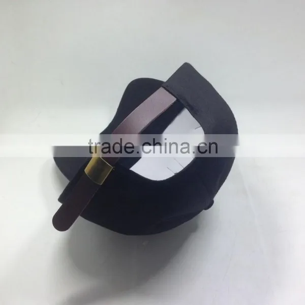Brown Leather Strap Dad Cap With White Embroidery Logo photo-4