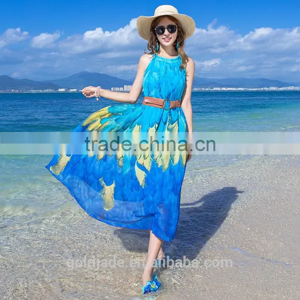 Beautiful Summer Bohemia Long Dress for Women Ladies Casual Beach Dress Spring Summer 2016 photo-2