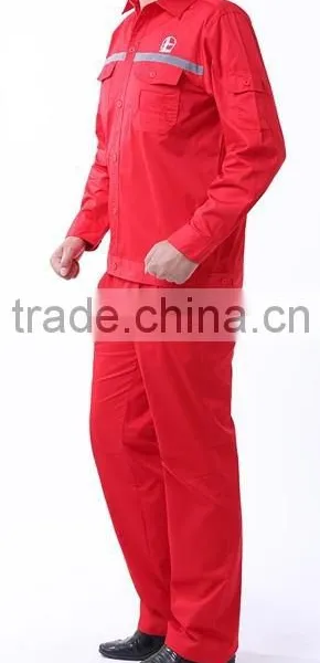 Red 100%cotton Flame Retardant Waterproof Oil Repellent Trousers Workwear Uniform photo-3