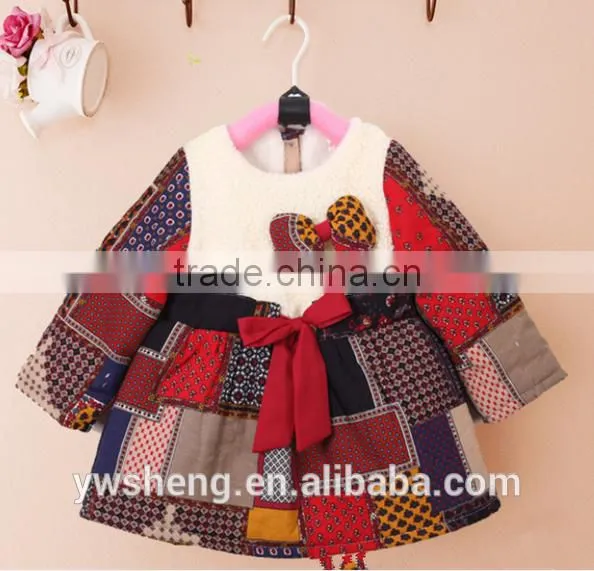 Kids 2016 Hot Selling Winter Popular Design Baby Girls Velvet Dress Wear photo-3