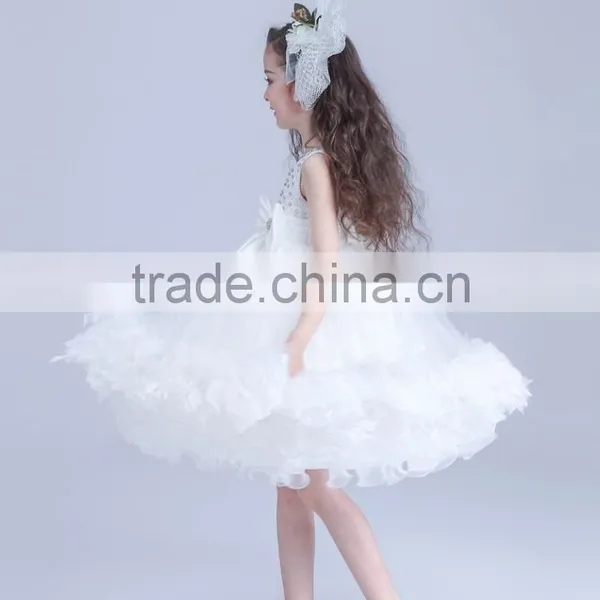 White Flower Girls Dress With Rhinestone Angel Dresses photo-6