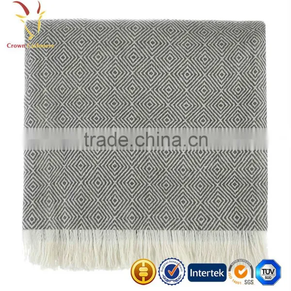 Hot Sale Wool Cashmere Blended Woven Travel Throws Blankets photo-4