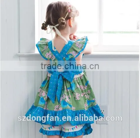 Girls Pinafore Dress Flower Printed Dress With Shorts photo-2