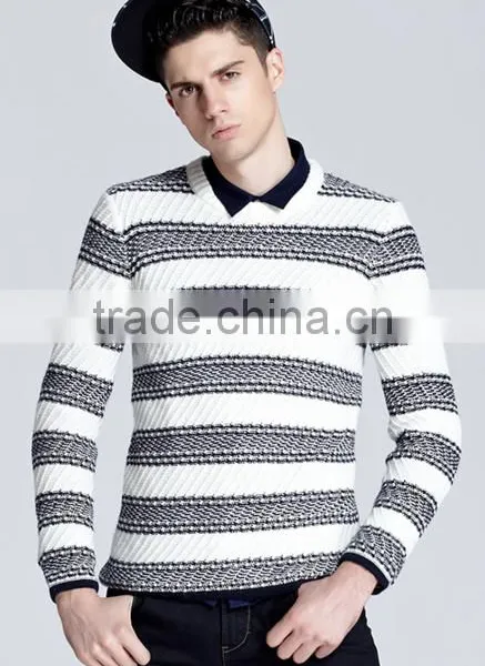 China Selling Striped Clothes Cashmere Jacquard Sweater for Men photo-4