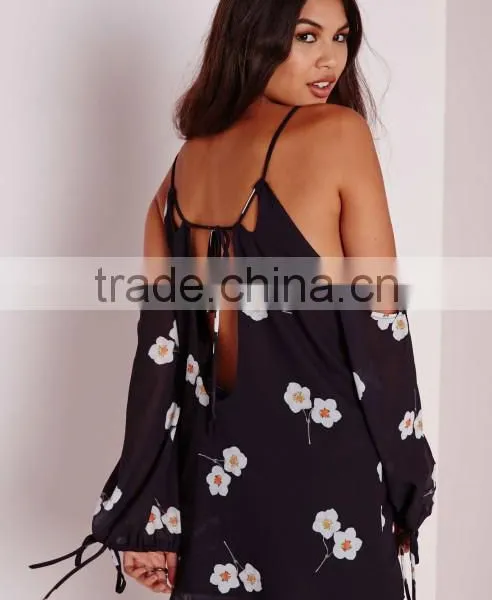 New Summer Collection Wholesale Floral Printing High Quality Chiffon Style Blouse photo-3