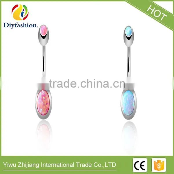 Elegant Navel Ring Belly Ring With Two Opal Balls Body Piercing Jewelry photo-5