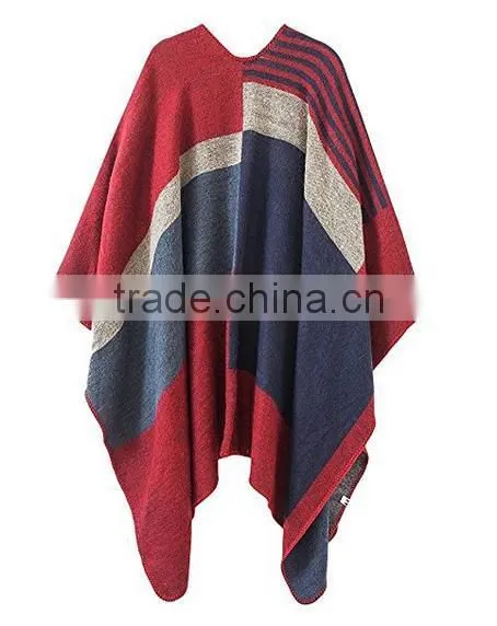 Women Cashmere Oversized Blanket Poncho Cape Shawl Long Cardigan Women Winter Coat photo-2
