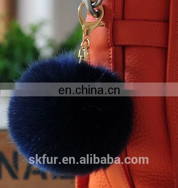 Handmade Colorful Fake Fur Ball Keychain photo-5