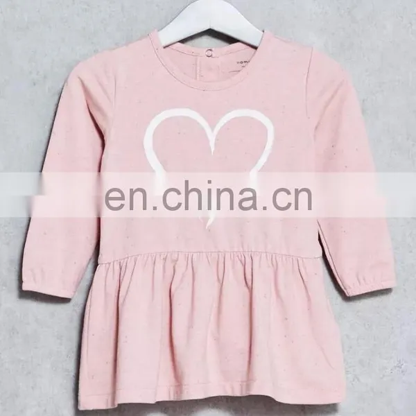 Latest Children Dress Designs Graphic Heart Printed Front Child Dress Wholesale Baby Clothes photo-4