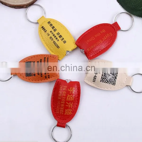 Custom Brand Logo PU Leather Keychain With Led Light Imitation Fake Leather Led QR Keychain Cheap Promotional Gifts 2017 photo-2