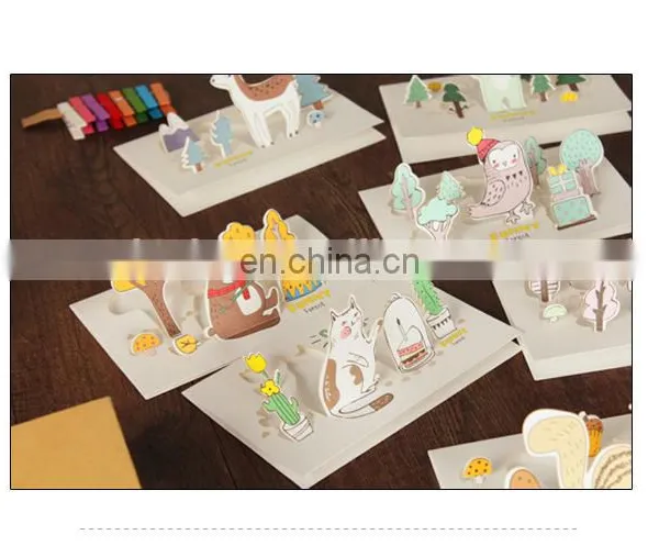 Cartoon Lion Greeting Cards With Envelopes Thankgiving 3d Greeting Card for Kids photo-2