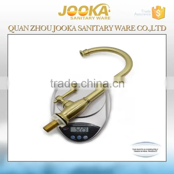 Classic Gold Plated Crown Long Hose Single Hole Cold Water Kitchen Tap photo-5