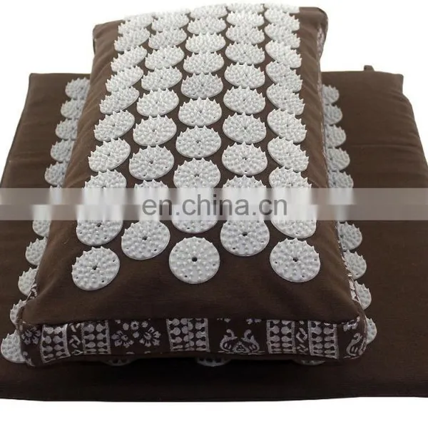Fixed Without Glue ABS Plastic Round Spike Acupressure Mat and Pillow Set photo-5