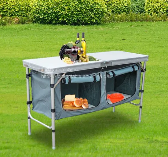 Portable Camping Kitchen Table Aluminum Lightweight Multifunctional Camping Kitchen Table BBQ Party Camping Kitchen Cupboard photo-3