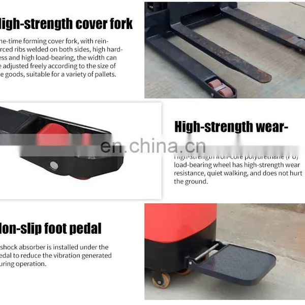 Top 5 Brand 2000kg Adjustable Forks Portable Electric Forklift Price Electric Stacker Hand Pallet photo-5