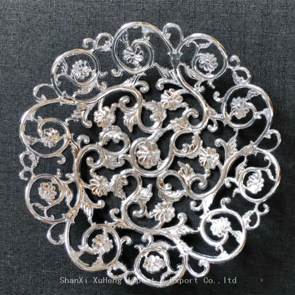Wedding Gift Decoration Hollow Out Fruit Plate Silver Snack Tray Plate Storage Decorative Plastic Tray photo-3