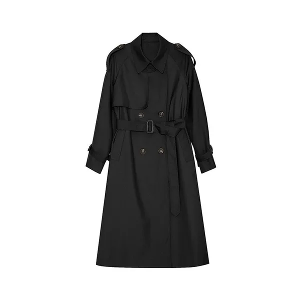 Sophisticated British-style Spring Minimalist Luxury Style Slim-Fitting Waist-Contouring Double-Button Women's Windbreaker Coat Blouse Spring Outfit photo-4