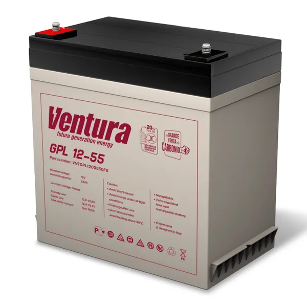 VENTURA GPL12-55 lead sealed battery 12V55Ah M6 bolt road transport sea freight air transport certificate dangerous goods certificate
